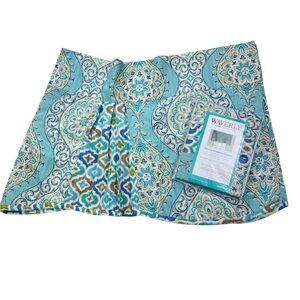 2 Waverly Moonlit Medallion Valances Boho Blue Silver Teal Tan 52" x 18" NEW